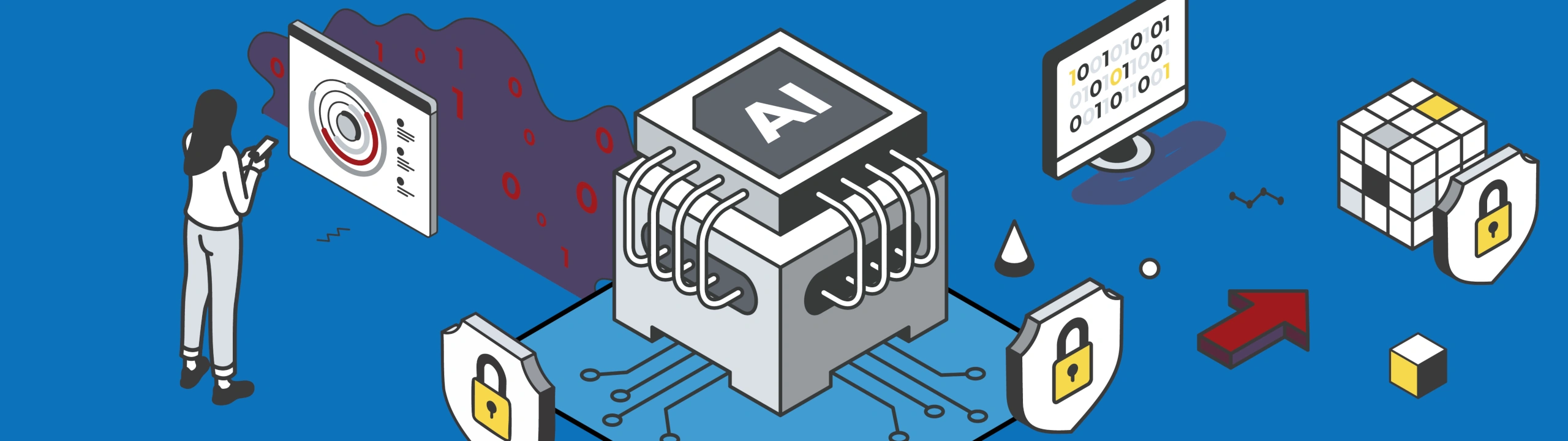 Fusion AI banner image made up of isometric icons